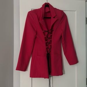 Pink Tie-Up Blazer